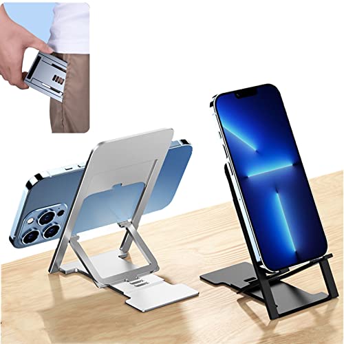 Ultra Thin Portable Foldable Cell Phone Stand,Adjustable Folding Phone Stand,Foldable Stand For Desk,Travel Pocket Stand Compatible with iPhone Smartphones and iPad Tablets(4-12in) (1pc/Black)