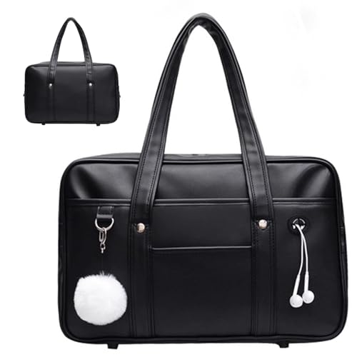 Bolso escolar japonés espacioso de cuero PU para organizar tus libros y laptop