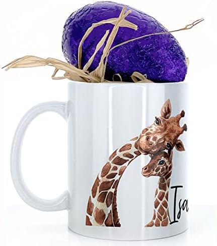 Hairyworm Personalised Mug and Milk Chocolate Easter Egg Gift Set, Customised with Name/Number/Text, (11oz) White Mug with Red Football Shirt, Football Mug