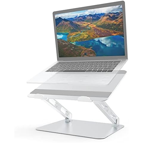 Etpark Laptop Stand, Foldable Laptop Desk Adjustable Multi-Angle Portable Folding Table with Heat-Vent Compatible for Laptop including MacBook Pro/Air, Surface Laptop, Samsung, HP Notebook, silver Cover