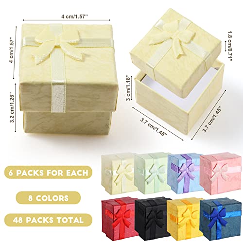 48 Pcs Jewelry Gift Box Set Cardboard Paper Jewelry Boxes With Ribbons Bowknot Assorted Earring Necklaces Ring Boxes Jewelry Packaging Gift Cases For Anniversaries Weddings Birthdays, 8 Colors #TOP2