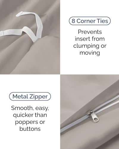 Image of Duvet Cover Twin /Twin XL Size Set - Extra Soft Twin /Twin XL Duvet Cover 68 inch x 90 inch with 1 Pillow Sham for Women, Men, Kids & Teens - Comfy, Easy-Care & Fade Free w / Zipper Closures & Ties (Light Grey)