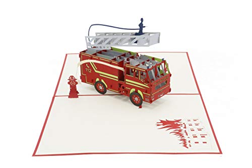 Pompier, carte pliante 3D, extinction, camion de pompiers, carte pop-up, carte de vœux, carte cadeau Cover