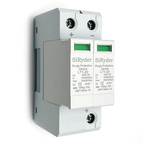 Scaricatore di Sovratensione 220V, DC1000V 2P 10KA~20KA Fotovoltaico Protettore di Fulmini Casa Bassa Tensione Protettore di Sovratensione per Uso Domestico, Impianti Fotovoltaici