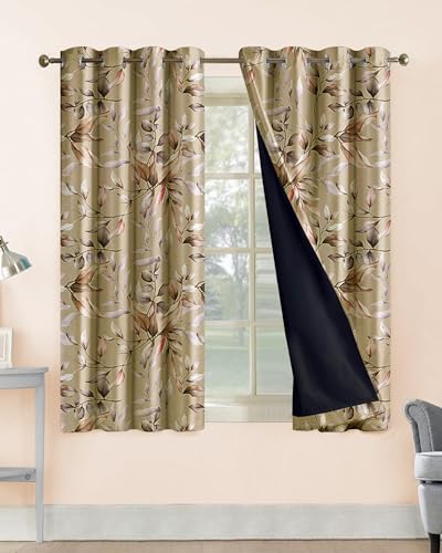 Image of Cloth Fusion Printed 100% Blackout Window Curtains 5 Feet Long Set of 2