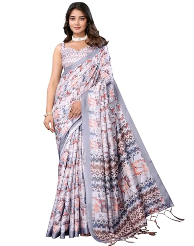 Sari indio KULIA de seda artificial multicolor y blusa ajustable premium 2