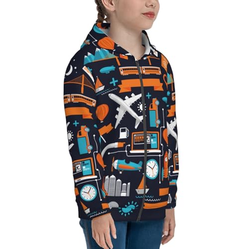 Creative Transport Kid Hoodies Boys Zip Up Sweatshirts Girls Pullover with Pocket4