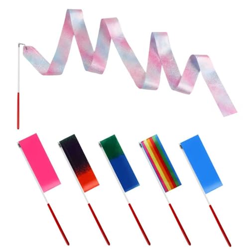 Guirnd Dance Ribbons 6 PCS Gymnastics Ribbon Wands with Non-Slip Handles 78.7 Inch Long Streamers Ribbon Dancing Wands for Artistic Dancing Talent Shows Party Decorations