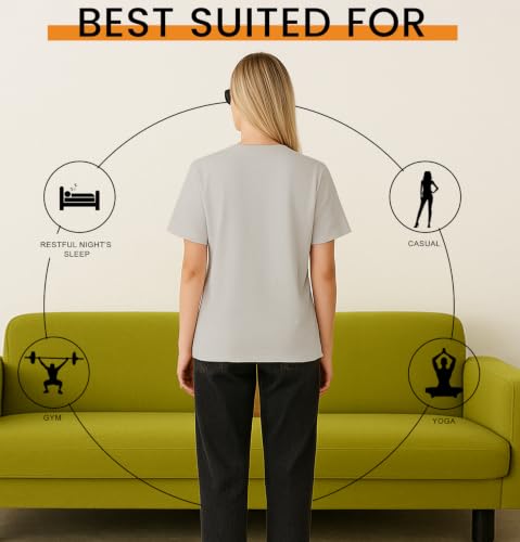 Image of SLEEPY NUTS Women's Plain Round Neck Regular Fit Half Sleeve Cotton T Shirt