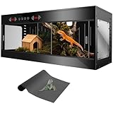 120 Gallon PVC Reptile Terrarium - Extra Large Reptile Tank with Intelligent Thermostat, Front Opening Bearded Dragon Tank Enclosure 47'x24'x24' with Carpet Mat and Sliding Door Handle for Snake Gecko