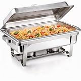 Morleos Speisewärmer Chafing-Dish 1X 1/1 GN 65 mm aus Edelstahl Warmhaltebehälter Essen Wärmebehälter für Speisen Buffetwärmer Event Catering-Zubehör Buffet