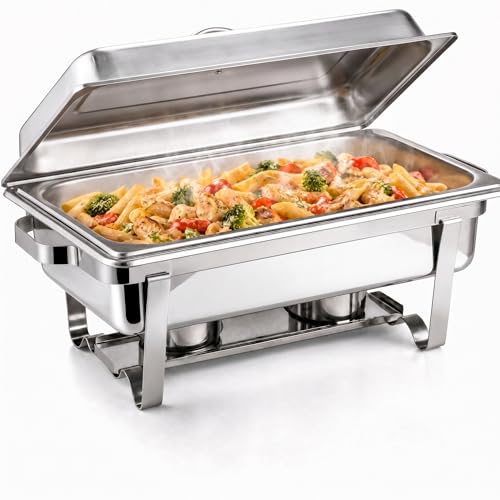 Morleos Speisewärmer Chafing-Dish 1X 1/1 GN 65 mm aus Edelstahl Warmhaltebehälter Essen Wärmebehälter für Speisen Buffetwärmer Event Catering-Zubehör Buffet