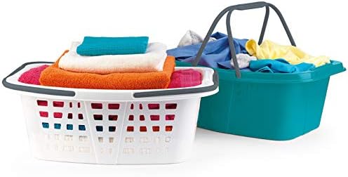 Beldray COMBO-2287 Plastic Laundry Baskets with Handles, Set of 4, Turquoise/White