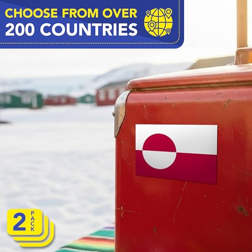 Image of Magnet Me Up Greenland Flag Car Magnet - 3x5 Inch, Magnetic Decal for Vehicles, Trucks, and Mailboxes - Weatherproof & UV Resistant National Flag of Greenland, Kalaallit Nunaat, 2 Pack, Made in USA