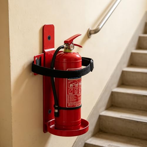Soporte de extintor ajustable de hierro y poliéster con montaje para pared 5