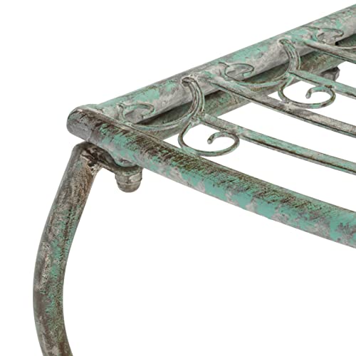 Image of SAFAVIEH Outdoor - Abia Iron Tree Bench - Antique Dark Green Iron Metal - Vintage Scrollwork Garden Design - Ideal for Patio, Deck, Porch, Garden, 17 inch Seat Height (PAT5018D)