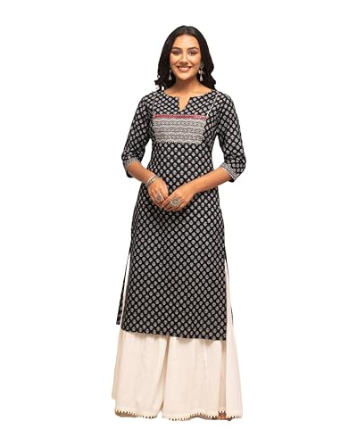 Image of FIORRA Womens Cotton Straight Fit Floral Printed Kurta