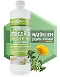Nanoprotect Unkrautvernichter | Essigsäure Grundstoff | 1 L | Spritzeinsatz für zielgenaue Behandlung | Extra stark ohne Glyphosat | Für Fugen, Wege, Einfahrten, Terrasse und Pflasterflächen
