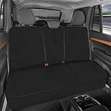 Motor Trend SpillGuard Waterproof Rear Split Bench Seat Covers for Trucks Rear Seat Cover Only - Black Car Seat Covers, Back Seat Covers Only - Durable Neoprene Spill Resistant for Kids & Dogs