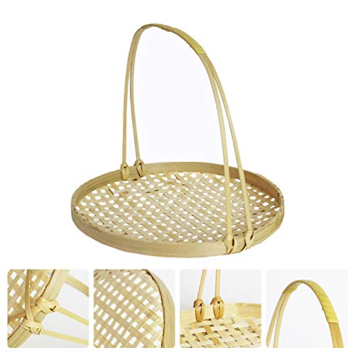IMIKEYA Cesta de bambu feita à mão, cestas de vime rústicas, bebidas de café da manhã, lanches, frut