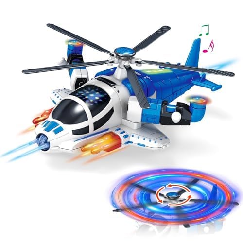 Helicopter Toy for Kids Boys with Lights and Sounds Kids Play Airplane 360Freedom and Operated Automatic Plane Airplane Toys for 3 4 5 6 Year Old Up Toddler Boys Girls Birthday Party Favors(Blue)