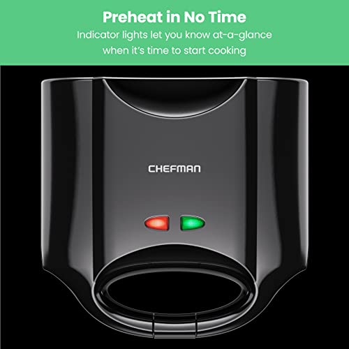 Chefman Portable Compact Grill, Dual Use Panini Press, Sandwich Maker, Electric Grill Griddle, Nonstick, Electric Indoor Grill, Countertop Panini Maker With Cord Storage, Locking Lid, Indicator Lights #TOP5