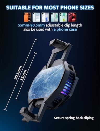 Image of darkFlash Dual Core Phone Cooler with Clip, Cell Phone Fan with Screw, Phone Cooling Fan for Gaming and Live Streaming, Phone Radiator with RGB Light, Compatible with iPhone /Samsung /Android (DK-GS)