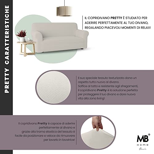 Housse de canapé bielastique 3 places Pretty crème - 6