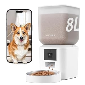 Automatic Dog Feeder with Swivel Camera – 8L/34 Cups Auto Cat Feeder, 1080P Video with Night Vision, 5G WiFi Pet Feeder with App, Voice Record, 2-Way Talk, Cat Food Dispenser with Blockage Reminder