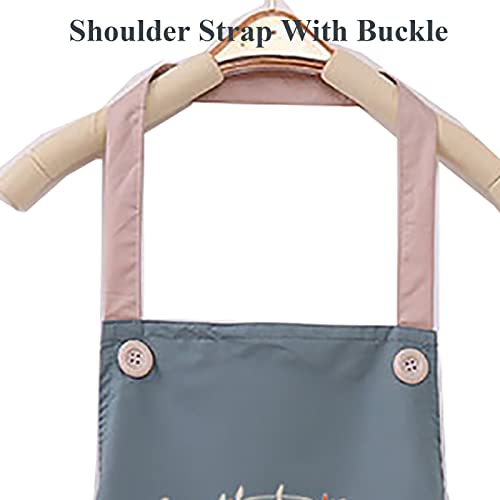 Obekann 2 Pack Kitchen Apron For Women With Pockets, Unisex Cooking Chef Apron Waterproof, Aprons For Cooking Painting Housework Best Gift For Housewarming Holidays, Easter Bunny Wreath Blue #TOP4