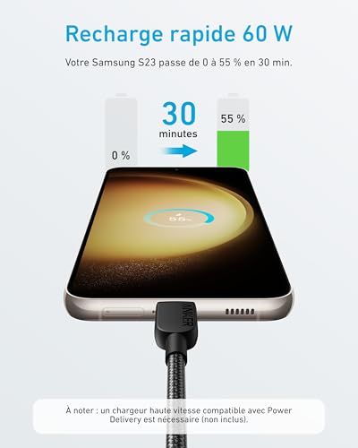 Anker 310 Câble de Charge USB C vers USB C 3 ft Tressé 90cm - vue 3