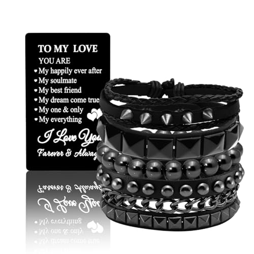 Eigso Punk Leather Cuff Studded Bracelets for Man Woman Unisex Vintage Old Fashion Spikes Cuff Goth Wristbands for Man Woman