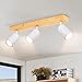 Produktbild Ketom GU10 Deckenstrahler LED Weiß, Deckenstrahler 3 Flammig Holz, LED Deckenleuchte Schwenkbar, Modern Strahler Deckenspot, Deckenlampe Spot, Wohnzimmerlampe, Küchenlampe, Schlafzimmerlampe