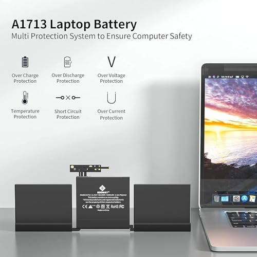 Image of A1708 A2159 A2289 A2338 Battery, Egoway Replacement Battery for A1713 A2171, Compatible with Mac Book Pro 13 Inch (Late 2016, Mid 2017, Mid 2019, 2020), EMC 2978 3164 3301 3456 3578
