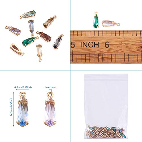 Fashewelry 50Pcs Teardrop Faceted Glass Pendants Mixed Colors Crystal Glass Dangle Oval Drop Bead Charms With Golden Open Back Settings For Jewelry Craft Making #TOP7