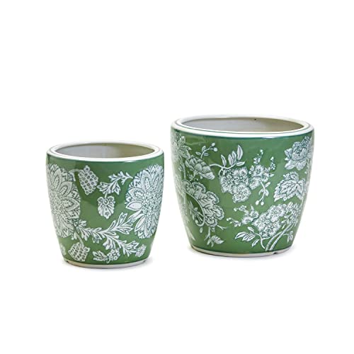 Two's Company Countryside Set of 2 Hand-Painted Cachepots/Planters