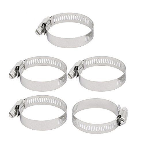 Aexit 5 Pcs fastener 33mm to 57mm Clamping Range 12mm Width Metal Adjustable Hose Clamp Hoop Model:16as333qo659