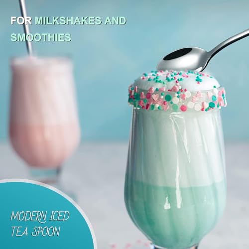 Image of Long Handle Spoon, Long Mixing Stirring Spoon for Iced Tea, Coffee Suitable for Tall Glasses, Cocktail Bar Stainless Steel Long Handle Spoon, Soda Spoon, Milkshake Spoon (6pcs-SAS-Long)