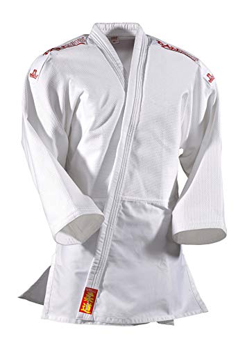 DanRho Judogi Yamanashi avec Bandes sur Les épaules Blanc Blanc 150 – vue 3