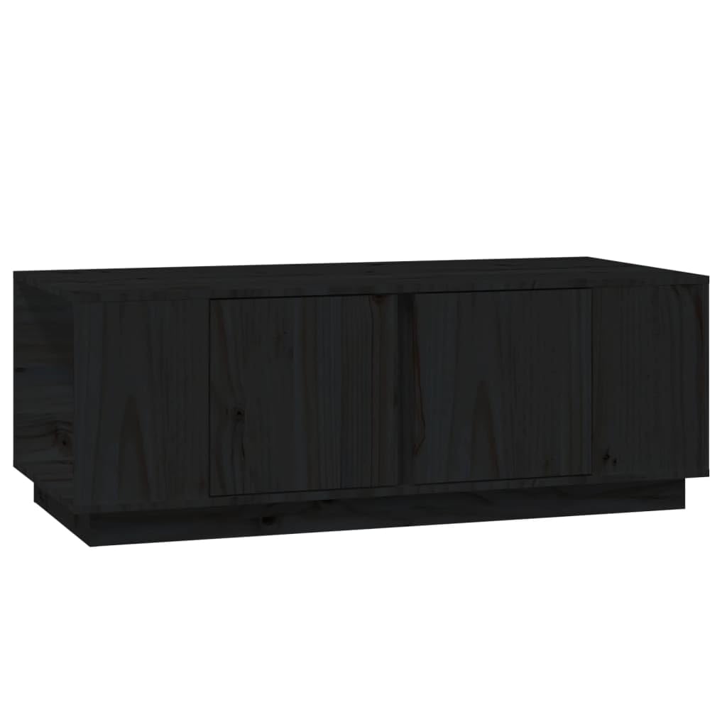 Table d'appoint robuste avec rangement noire en bois de pin massif 110 cm