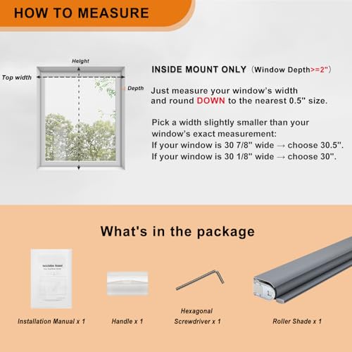 Image of Persilux No Drill No Tools 100% Blackout Shades for Window Roller Shades Cordless Windows Blinds (Grey, 28.5 inch W x 72 inch H) UV Protection Thermal Insulated Roller Blinds for Door Bedroom