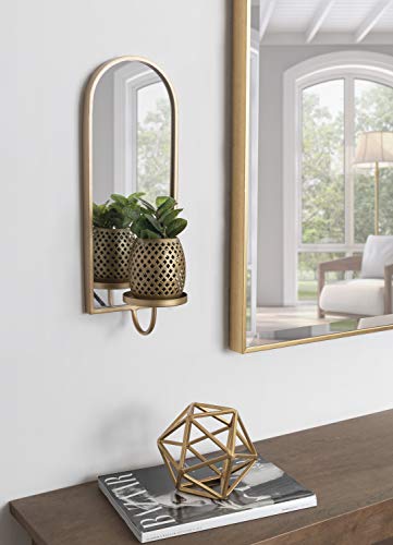 Kate And Laurel Ezerin Arched Mirror Wall Sconce, 6 X 5 X 16, Gold, Modern Decorative Wall Sconce Candle Holder #TOP1