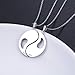 S925 Sterling Silver Yin Yang Matching Best Friend Couples Friendship Pendant Necklaces Gifts for 2 Women Men Teen BFF Set Jewelry