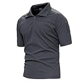 TACVASEN Mens Polyester Soft Comfort Paintball Airsoft Short Sleeve T Shirt Top Grey