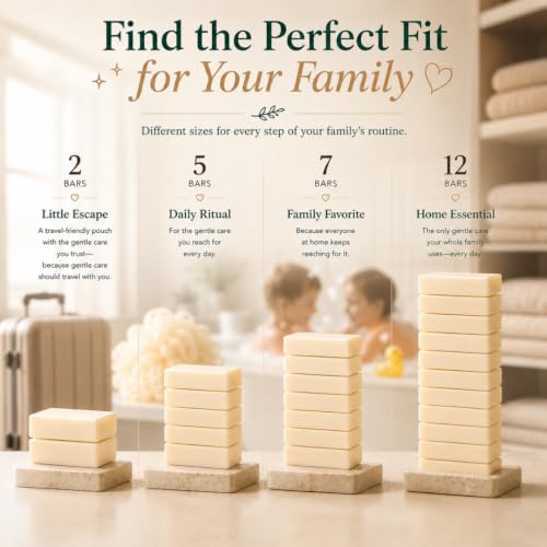 Image of Fragrance Free Baby Bar Soap for Sensitive Skin | Unscented Natural soap bar for toddlers kids adults with gentle skin | Organic ING | Made in USA | 12 Bars (3.5 oz Each)
