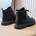 Fashion Lace up Ankle Boots for Girls:Solid Color Lightweight Slip On Hiking Shoes School Outdoor Party Dress Footwear Winter（Size11,Black