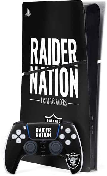 Skinit Decal Gaming Skin Compatible with PS5 Slim Digital Edition Bundle - Officially Licensed NFL Las Vegas Raiders Large Logo Design