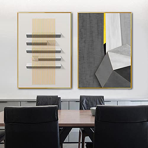 Art mural de luxe pour salon avec cette affiche géométrique moderne triptyque abstrait