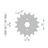 Ritzel bzw. Kettenritzel Stahl für Motorrad mit 16 Zähnen und für 420er Teilung. Technische Zeichnung bzw. Abbildung kann abweichende Zähnezahl haben und ist nur exemplarisch.