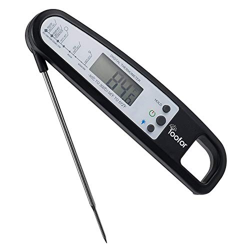 Yoofor Digital Instant Read Thermometer with Back Light, Cooking Thermometer with Extra Long Probe for BBQ, Meat, Candy, Milk and Bath Water, Gift Box